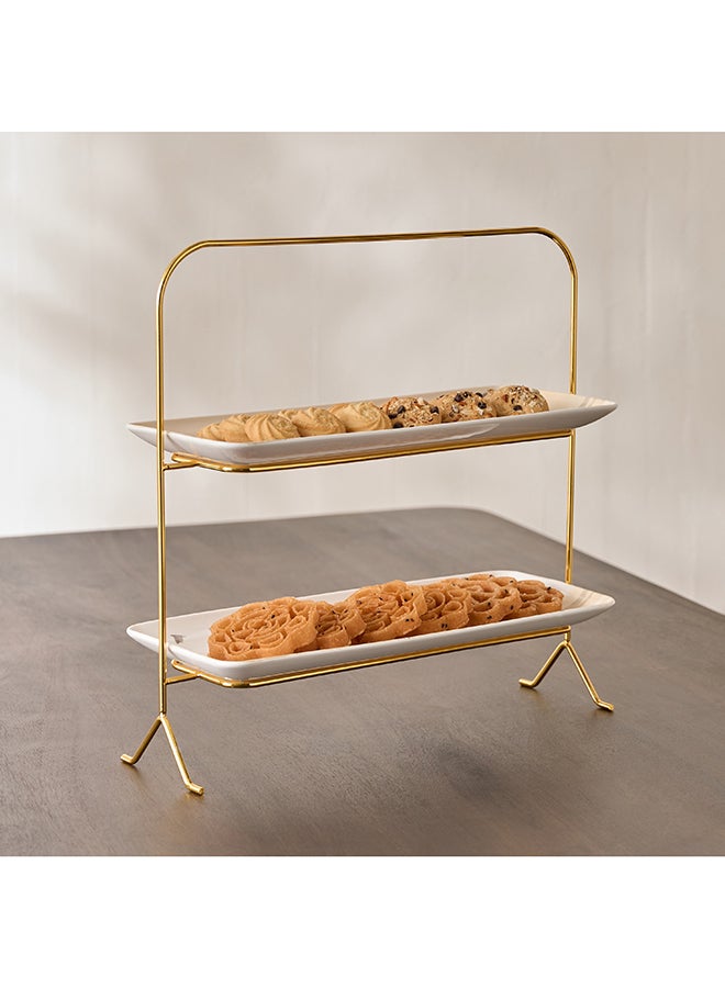 Home Box حامل كعكة مستطيل ذو طبقتين من سحرا - Image 1